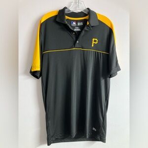 Pittsburgh Pirates Men’s TX3 Cool Polo Shirt, Medium,
Black/Gold, Short Sleeves